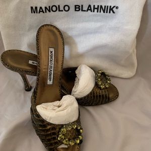 Manolo Blahnik snakeskin.
